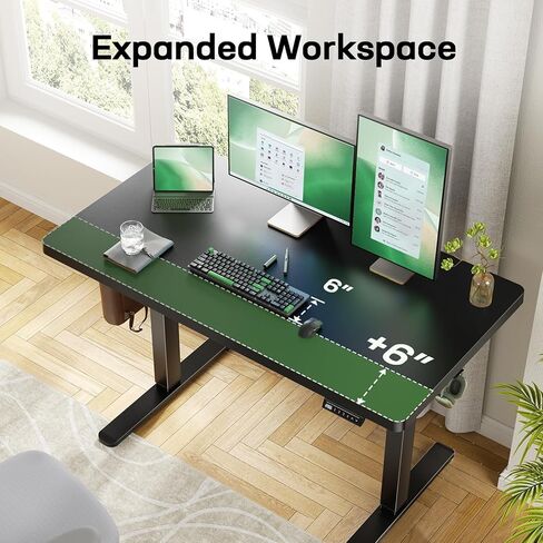 Marsail Whole Table Top, 55" x 30" Inch One-Piece Standing Desk Top, 6" Extra Wide,1.18" Thick Rectangular Black Wood Board for Height Adjustable Desk & Home Office in Saudi Arabia