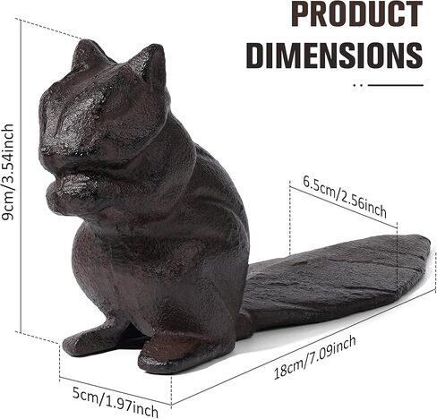 Cast Iron Chipmunk Door Stop – Heavy Duty Floor Stopper with Animal Squirrel Design, Decorative Door Wedge for Home, Kitchen or Office in Saudi Arabia