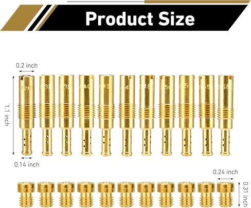 Carburetor Jet Kit, Carburetor Main Jet and Slow Jet, Slow Pilot Jet Kit, Compatible with Nibbi PWK Keihin Honda OKO Yamaha PWM CVK (Gold) in Saudi Arabia