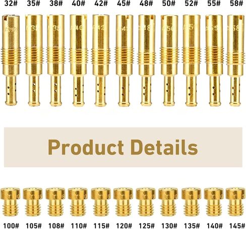 Carburetor Jet Kit, Carburetor Main Jet and Slow Jet, Slow Pilot Jet Kit, Compatible with Nibbi PWK Keihin Honda OKO Yamaha PWM CVK (Gold) in Saudi Arabia