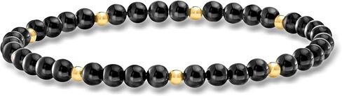 Pure Collection من Ross-Simons سوار مطاطي بخرز أونيكس مقاس 4-4.5 ملم مع ذهب أصفر عيار 14 قيراط in Saudi Arabia