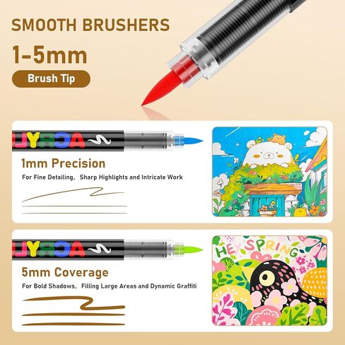 366 Colors Acrylic Paint Markers with Automatic Ink Control System, Quick Dry No Bleed High Opacity Water-Based Brush Tip for Rock Wood Canvas Glass Ceramic DIY Art Crafts in Saudi Arabia
