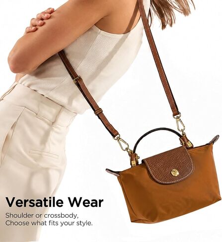 Leather Shoulder Strap Kit, Punch-Free and Anti-Slip Leather Buckle Compatible with Longchamp Mini Bags in Saudi Arabia