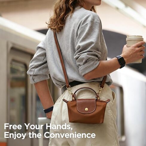 Leather Shoulder Strap Kit, Punch-Free and Anti-Slip Leather Buckle Compatible with Longchamp Mini Bags in Saudi Arabia