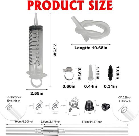 Brake Bleed Kit Hydraulic Disc Clutch Bleeding Tool with 100ml Syringe 50cm Hose One Way Check Valve for Motorcycle Car Repair in Kuwait
