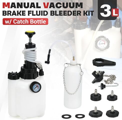 Upgrade 3L Manual Brake Bleeder Kit with 1L Brake Bleed Bottle and 1 Universal Master Cylinder Adapters,Professional Brake Bleeder Fluid Pump Kit Suitable for Most Brake Mast Cylinder Reservoirs in Saudi Arabia