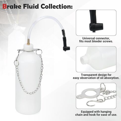 Upgrade 3L Manual Brake Bleeder Kit with 1L Brake Bleed Bottle and 1 Universal Master Cylinder Adapters,Professional Brake Bleeder Fluid Pump Kit Suitable for Most Brake Mast Cylinder Reservoirs in Saudi Arabia