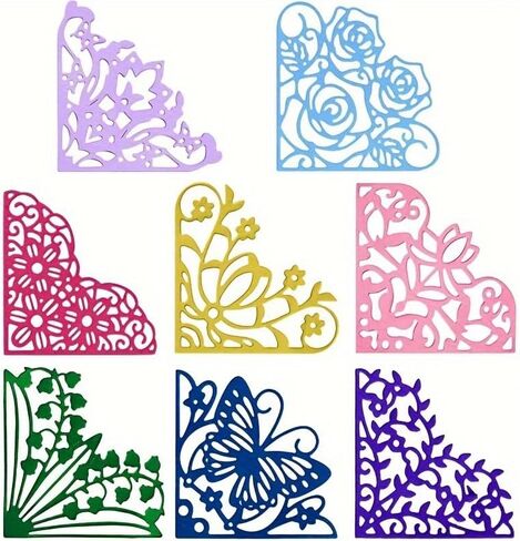 8 Mini Corner Flower Metal Embossing Dies Set, Handmade Card Making Templates for Scrapbooking, Carbon Steel Cutting Mold for Paper Crafts in Kuwait