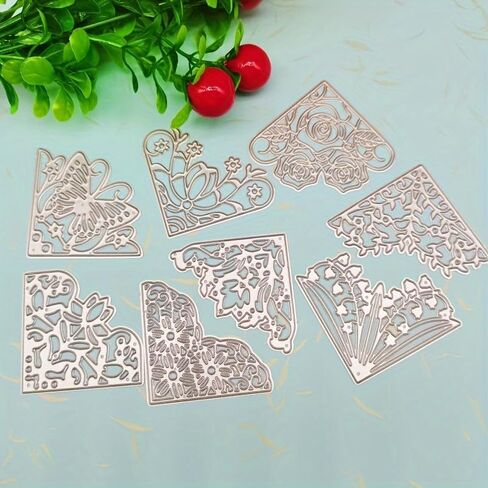 8 Mini Corner Flower Metal Embossing Dies Set, Handmade Card Making Templates for Scrapbooking, Carbon Steel Cutting Mold for Paper Crafts in Kuwait