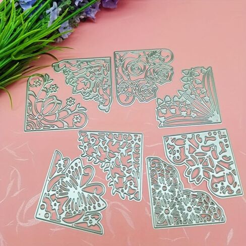 8 Mini Corner Flower Metal Embossing Dies Set, Handmade Card Making Templates for Scrapbooking, Carbon Steel Cutting Mold for Paper Crafts in Kuwait