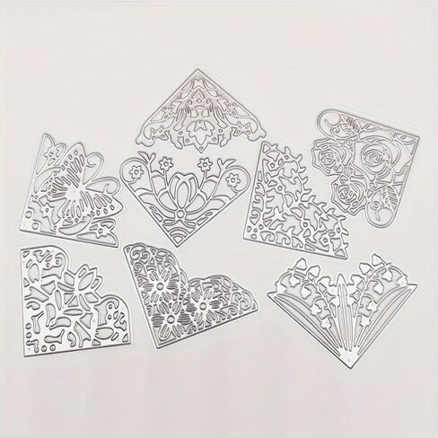 8 Mini Corner Flower Metal Embossing Dies Set, Handmade Card Making Templates for Scrapbooking, Carbon Steel Cutting Mold for Paper Crafts in Kuwait