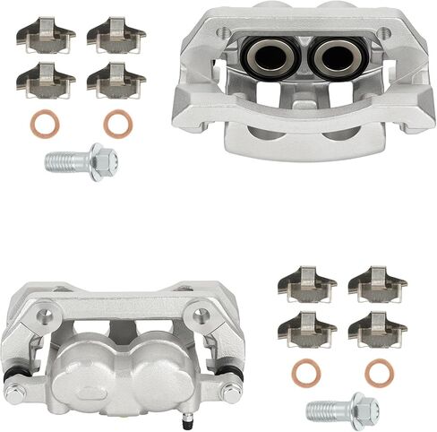 مجموعة فرجار فرامل القرص الخلفي مع دعامة تناسب 2008-2012 Ford F-250 F-350 Super Duty مع عجلات خلفية واحدة (SRW)، مجموعة فرجار خلفي يمين ويسار مع قطعتين، 18-B5076 + 18-B5077 in Kuwait