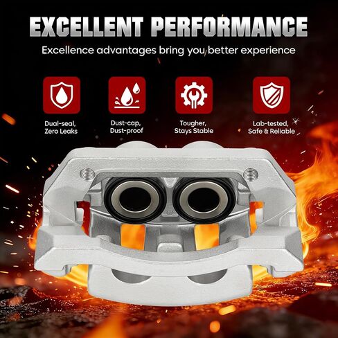 مجموعة فرجار فرامل القرص الخلفي مع دعامة تناسب 2008-2012 Ford F-250 F-350 Super Duty مع عجلات خلفية واحدة (SRW)، مجموعة فرجار خلفي يمين ويسار مع قطعتين، 18-B5076 + 18-B5077 in Kuwait