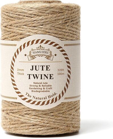 3mm Jute Twine & Rope 328ft, Natural Burlap String for Crafts, Gift Wrapping, DIY Macrame, Floristry, Wedding Cards, Long Jute Cord for Gardening, Tomato & Climbing Plants (Brown) in Saudi Arabia