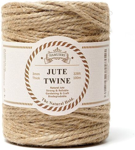 3mm Jute Twine & Rope 328ft, Natural Burlap String for Crafts, Gift Wrapping, DIY Macrame, Floristry, Wedding Cards, Long Jute Cord for Gardening, Tomato & Climbing Plants (Brown) in Saudi Arabia