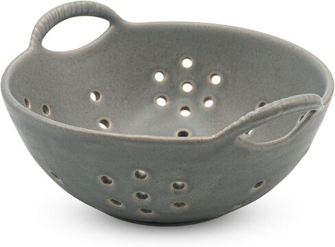 Matte Glaze Ceramic Berry Colander Bowl with Handles – 8.5" Handle-to-Handle × 8" Bowl Dia × 3.3" High – Rustic Stoneware Drain Bowl for Fruit, Berries, and Kitchen Decor (Matte Green) in Saudi Arabia