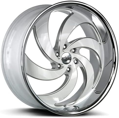 Strada C06 Retro 6 24x10 6x5.5" +24mm White/Milled SSL Wheel Rim 24" Inch C06463924WMLSS in Saudi Arabia