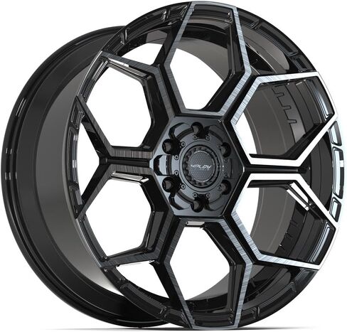 4PLAY Wheels 4PS26 22 Inch Rims and Tires Fit 6x135 & 6x139.7 22x10 Gloss Black Brushed with Tinted Clear - TerraMax RT 285/45-22 (Set of 4) in Saudi Arabia