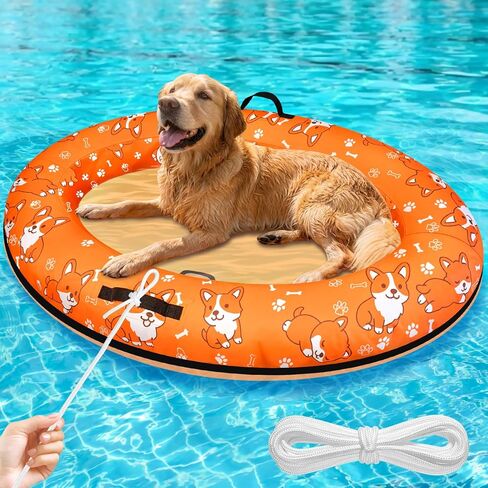 55"x35" Large Dog Pool Float, Inflatable Dog Floats for Lake, Dogs Pool Raft with Rope, Tear-Resistant Stable Support Puppy Floatie for Small Medium Large Doggies, up to 70 Lbs in Saudi Arabia