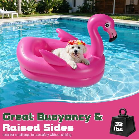 Dog Pool Float, Inflatable Dog Raft, Flamingo Pool Floats for Puppy and Doggies, Flamingo Inflatable Raft with 2 Wreaths for Summer Swimming Beach Lake River Water Party Toys, Magenta in Saudi Arabia