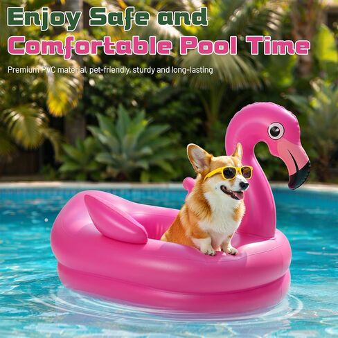 Dog Pool Float, Inflatable Dog Raft, Flamingo Pool Floats for Puppy and Doggies, Flamingo Inflatable Raft with 2 Wreaths for Summer Swimming Beach Lake River Water Party Toys, Magenta in Saudi Arabia