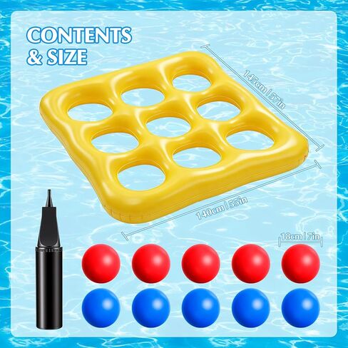 Inflatable Pool Toys Games Set - Tic-Tac-Toe Toss Game Floating Toy with 10 Balls, Outdoor Swimming Water Toys for Kids Adults in Saudi Arabia