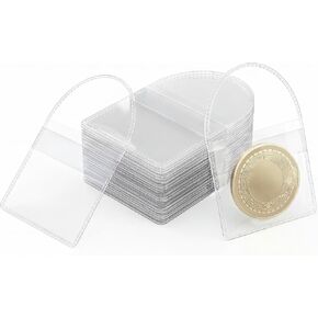 70 Pcs Single Pocket Coin Sleeves, Individual Sleeves Single Pocket Holders Flips Clear Coins Protectors Plastic Holders Flips Coins Storage Pouches for Coin Currency Bills Collectors 2.2 x 2.2 in Saudi Arabia