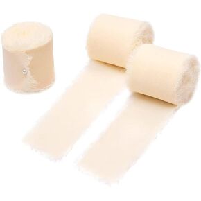 Ivory Handmade Silk Chiffon Ribbon - for Gift Wrapping, Wedding Invitations and Flower Bouquets - DIY Craft for Home Decor and More - 15 Yards (Pack of 3) in Saudi Arabia