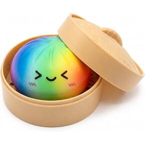 Rainbow Dumpling Squishies Stress Balls, Colorful Squishies Dumpling Fidget Sensory Toy with Food Steamer, Squeeze Dough Ball for Stress Relief, Stretchy Desk Toys Gift in Saudi Arabia
