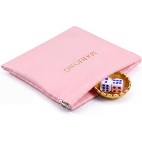 Aliceset Mahjong Game Set Include 4.7 x 4.3 Inch PU Magnetic Mahjong Dice Bag Pouch, Mini Dice, Closure Brass Dice-Dish Scallop Design Mah Jong Board Game Party Accessories Gift for Mah Jong Lover in Kuwait