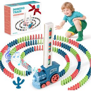 Gigilli 220Pcs Domino Train Toys, Automatic Dominoes Building Train Set for Kids 2-4 4-8, Stacking Kids Games Stem Montessori Educational Toys for 3 4 5 6 7 8 Year Old Boys Girls Birthday Gifts in Saudi Arabia
