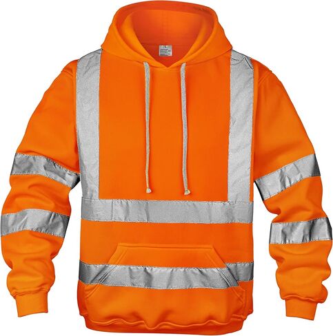 wefeyuv Hi Vis Men's Solid Color Reflective Visibility Sweatshirts Pullover in Saudi Arabia