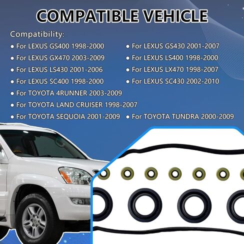 Engine Valve Cover Gasket Set VS50592R for 1998-2009 Toyota Tundra 4Runner Land Cruiser Sequoia Lexus GS400 GS430 GX470 LS400 LS430 LX470 SC400 SC430 4.0L 4.3L 4.7L, 0361864 0361863 VS50343 in Saudi Arabia