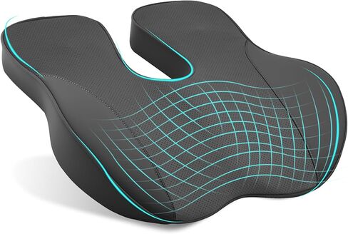 Memory Foam Seat Cushion for Office Chairs & Car, Doctor Recommended Desk Chair Cushion for Tailbone Pain Relief, Sciatica & Coccyx Chair Cushion for Long Sitting Office Workers(Black) in Saudi Arabia
