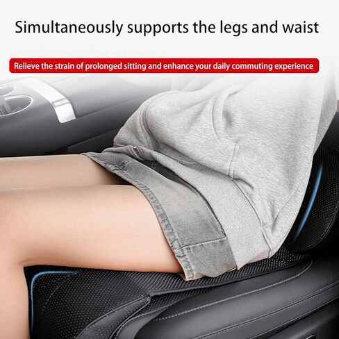 Car Seat Leg Extension with Lumbar Support, Extension Pad for General Motors Car Seats, Leg and Waist Support for Car Travel, Nappa Leather Memory Foam (Black) in Saudi Arabia