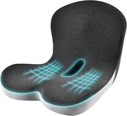 KAYI Memory Foam Seat Cushion with Lumbar Support Pillow One Piece, L-Shaped Ergonomic Design for Back Pain Relief, for Car, Truck and Office Chair (Black+Grey) in Saudi Arabia