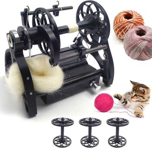 Electric Spinning Wheel,800RPM Automatic Yarn Winding Machine, Knitting Wool Yarn Winder, Forward and Reverse, for Yarn Weaving,Mixed Roving Process,Black in Saudi Arabia