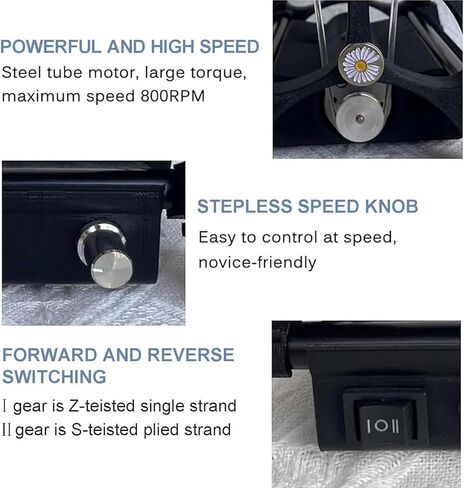Electric Spinning Wheel,800RPM Automatic Yarn Winding Machine, Knitting Wool Yarn Winder, Forward and Reverse, for Yarn Weaving,Mixed Roving Process,Black in Saudi Arabia