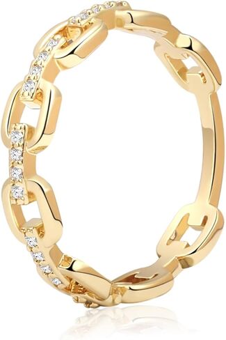 14K Gold Plated Cubic Zirconia Ring for Woman, Multi CZ Simulated Diamond Cluster Ring Marquise Round Rings Thin Stackable Knuckle Band Trendy Jewelry Gift Size 6-10 in Saudi Arabia