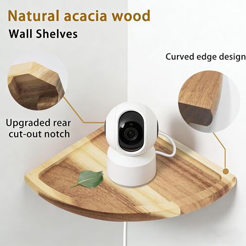 Floating Corner Shelve, 10 Inch Acacia Wood Corner Shelf Set of 2, Corner Shelf Wall Mounted for Living Room, Bedroom, Bathroom, Office, Kitchen (Acacia Wood) in Saudi Arabia