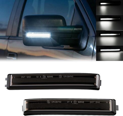 Sequential Mirror Lights for 2009-2014 F150; 12th Gen F150 LED Dynamic Side Mirrors' Blinker; Mirror Turn Signal Marker Lamp for 2010-2014 F150 Raptor' /2010-2014 Li'ncoln Mark LT-Clear Lens White in Saudi Arabia