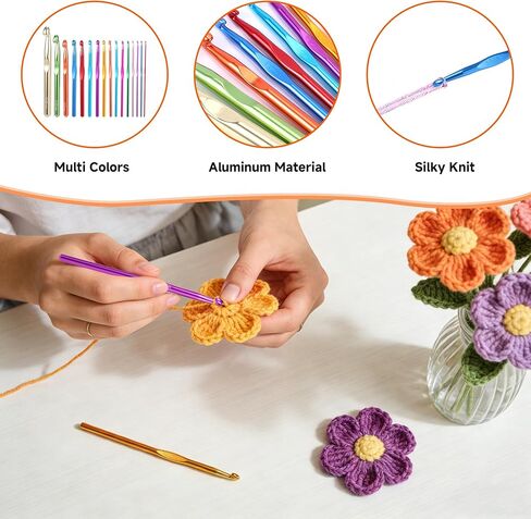GKINIKG Large Aluminum Crochet Hooks Huge Metal Crochet Hook Set - 16Pcs Crochet Needles for Thick Bulky Yarn Blankets - Beginners Big Crochet Set Size 2mm-6.5mm 7mm 8mm 9mm 10mm 12mm 15mm in Saudi Arabia