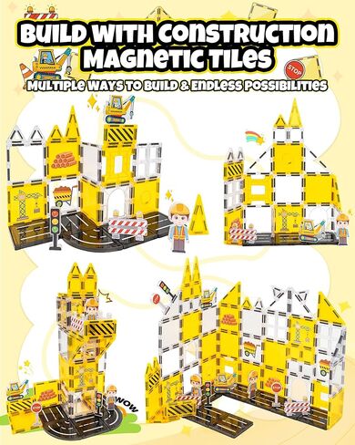 Magnetic Tiles for Kids, Construction Magnetic Building Blocks,37pcs STEM Educational Magnet Toys, Ideal Gift for Boys & Girls for Christmas & Birthday in Saudi Arabia