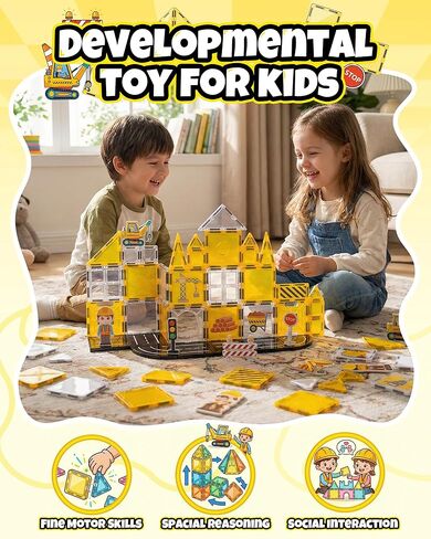 Magnetic Tiles for Kids, Construction Magnetic Building Blocks,37pcs STEM Educational Magnet Toys, Ideal Gift for Boys & Girls for Christmas & Birthday in Saudi Arabia