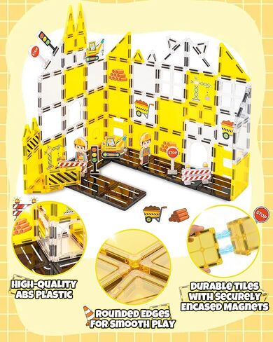 Magnetic Tiles for Kids, Construction Magnetic Building Blocks,37pcs STEM Educational Magnet Toys, Ideal Gift for Boys & Girls for Christmas & Birthday in Saudi Arabia