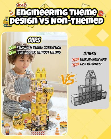 Magnetic Tiles for Kids, Construction Magnetic Building Blocks,37pcs STEM Educational Magnet Toys, Ideal Gift for Boys & Girls for Christmas & Birthday in Saudi Arabia