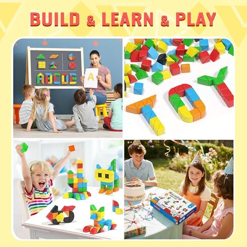 Hiwawind 56 PCS Magnetic Blocks, 1-Inch Isosceles Triangles & Quarter Circles, Montessori STEM Sensory Toys for Kids Ages 3-6, Christmas & Birthday Gift for Boys Girls in Saudi Arabia