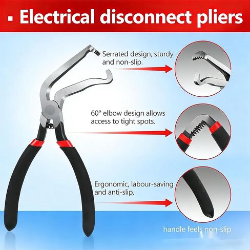 Automotive Electrical Disconnect Pliers Set,3PCS Automotive Electrical Connector Removal Tool,Connector Removal Tool for Cars, Trucks & SUVs,Mechanic Tools Kit Includes Straight & 60°Jaw in Saudi Arabia
