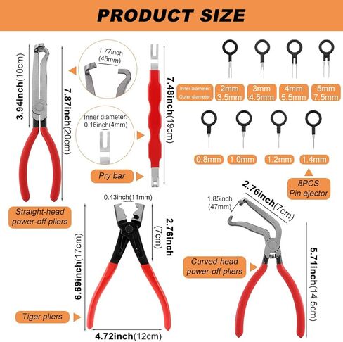 4 Pieces Electrical Disconnect Pliers for Cars, Automotive Electrical Connector Disconnect Tool and Connector Separator and Hose Clamp Pliers with Terminal Removal Tool Kit in Saudi Arabia