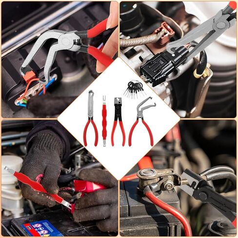 4 Pieces Electrical Disconnect Pliers for Cars, Automotive Electrical Connector Disconnect Tool and Connector Separator and Hose Clamp Pliers with Terminal Removal Tool Kit in Saudi Arabia